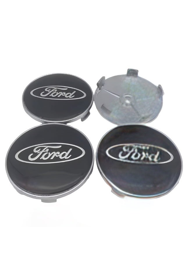 فورد أغطية مركز عجلات السيارة مقاس 56 مم باللون الأسود لسيارات فورد | طقم 4 قطع | تركيب سهل - Image 1